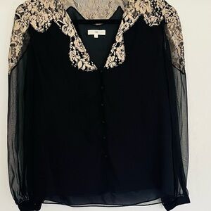 Nightcap clothing brand silk blouse with lace detail size 3.